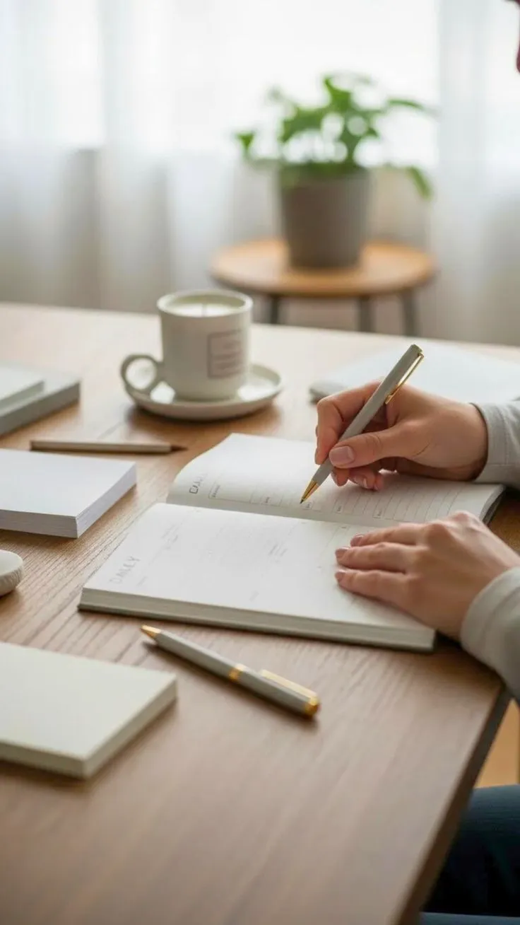 Focused individual writing in journal